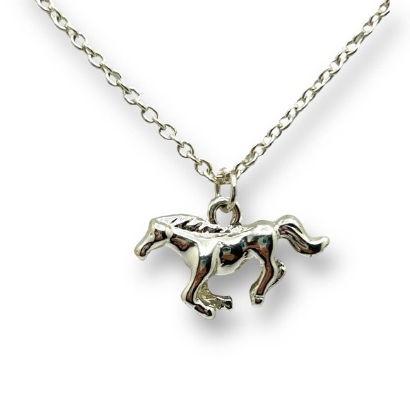 Unknown Jewelry - Galloping Horse Pendant Necklace Silver / Silver-Tone Equine Unique Equestrian